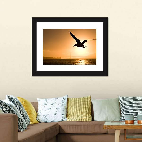 Silhouette Of Eagle Canvas Wall Art-3 Horizontal-Gallery Wrap-25" x 16"-Tiaracle
