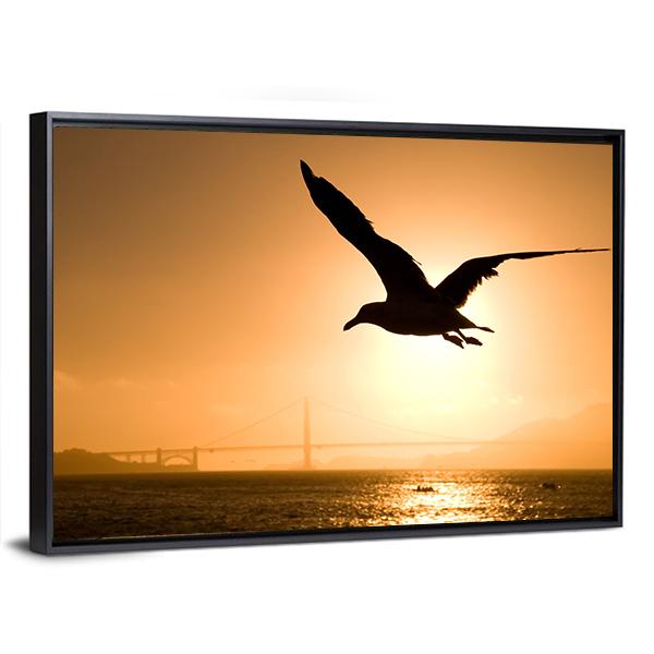 Silhouette Of Eagle Canvas Wall Art-3 Horizontal-Gallery Wrap-25" x 16"-Tiaracle