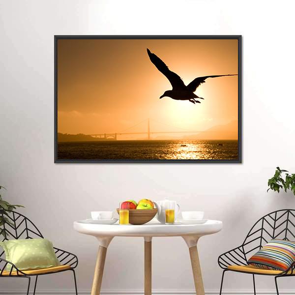 Silhouette Of Eagle Canvas Wall Art-3 Horizontal-Gallery Wrap-25" x 16"-Tiaracle