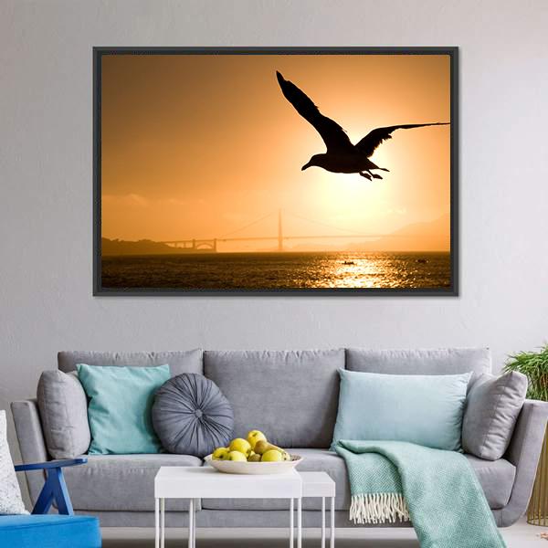 Silhouette Of Eagle Canvas Wall Art-3 Horizontal-Gallery Wrap-25" x 16"-Tiaracle