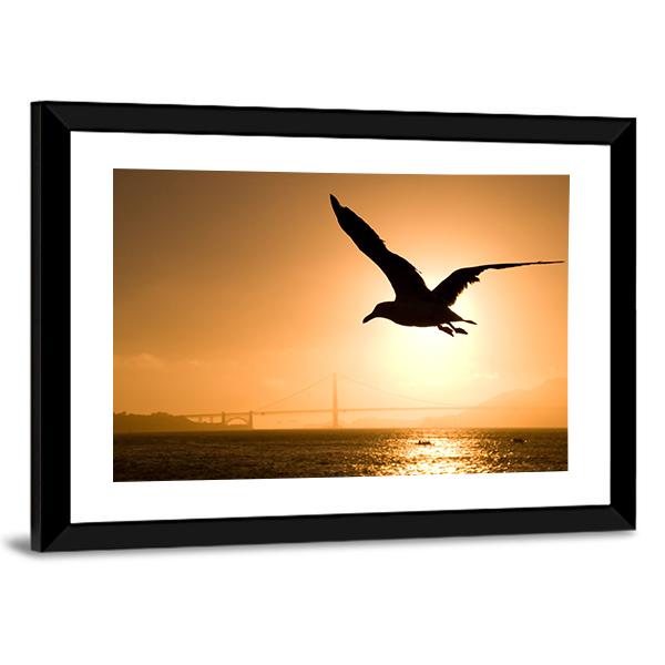 Silhouette Of Eagle Canvas Wall Art-3 Horizontal-Gallery Wrap-25" x 16"-Tiaracle