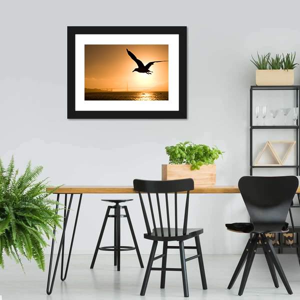 Silhouette Of Eagle Canvas Wall Art-3 Horizontal-Gallery Wrap-25" x 16"-Tiaracle