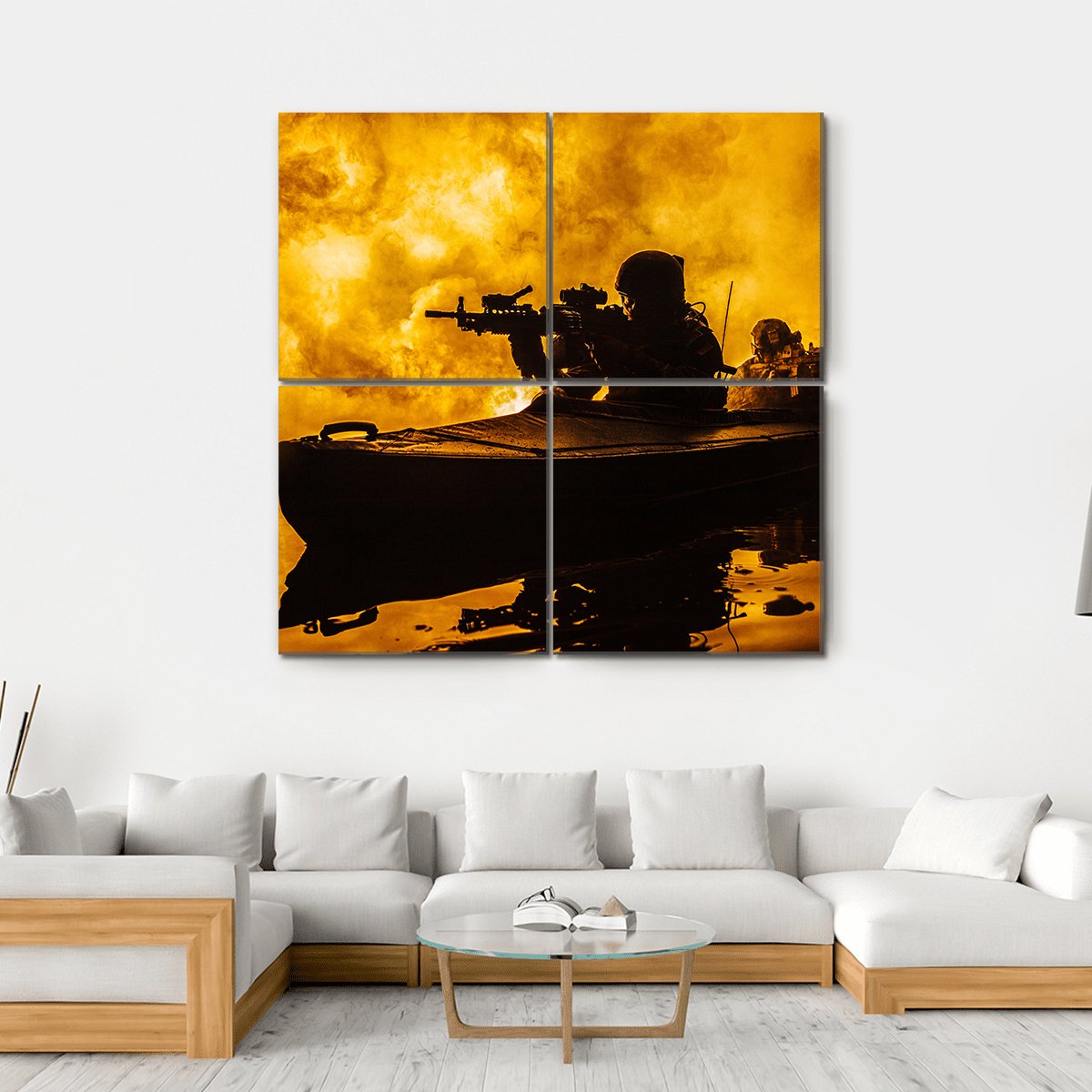 Silhouette Of Special Forces Canvas Wall Art-4 Square-Gallery Wrap-17" x 17"-Tiaracle