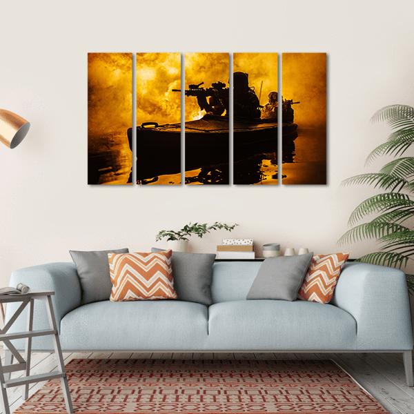 Silhouette Of Special Forces Canvas Wall Art-5 Horizontal-Gallery Wrap-22" x 12"-Tiaracle