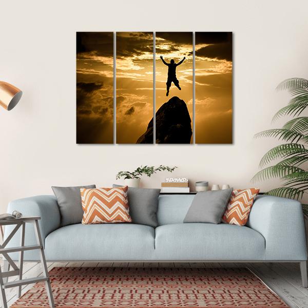 Silhouette Of Success Canvas Wall Art-4 Horizontal-Gallery Wrap-34" x 24"-Tiaracle
