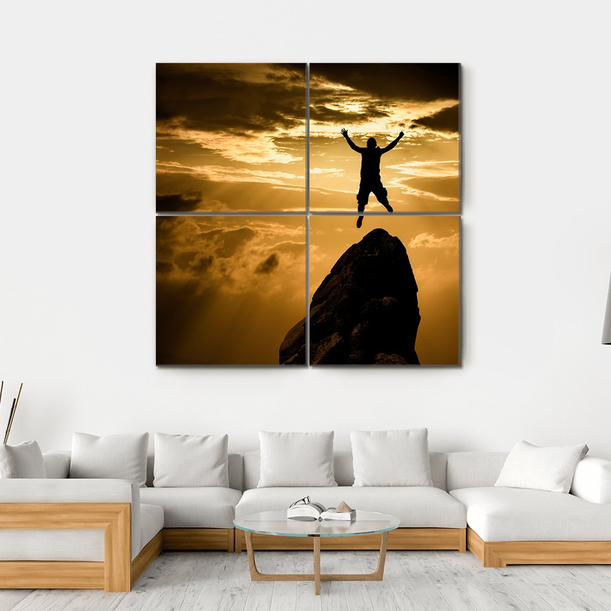 Silhouette Of Success Canvas Wall Art-4 Square-Gallery Wrap-17" x 17"-Tiaracle