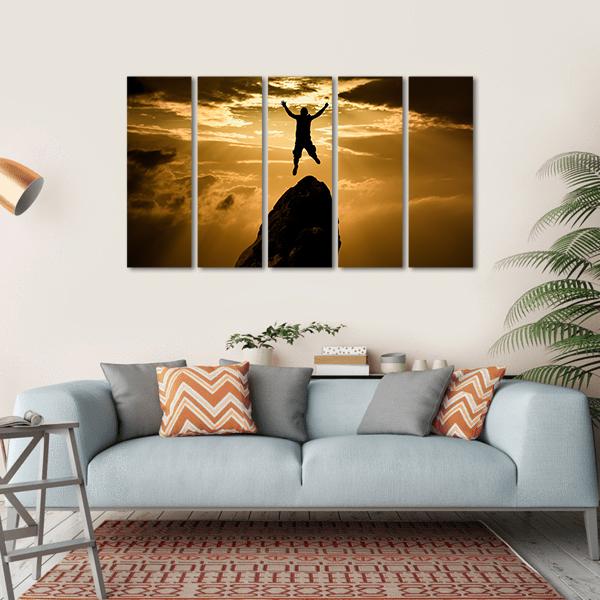 Silhouette Of Success Canvas Wall Art-5 Horizontal-Gallery Wrap-22" x 12"-Tiaracle