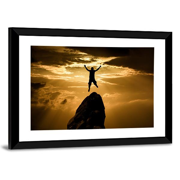 Silhouette Of Success Canvas Wall Art-3 Horizontal-Gallery Wrap-25" x 16"-Tiaracle