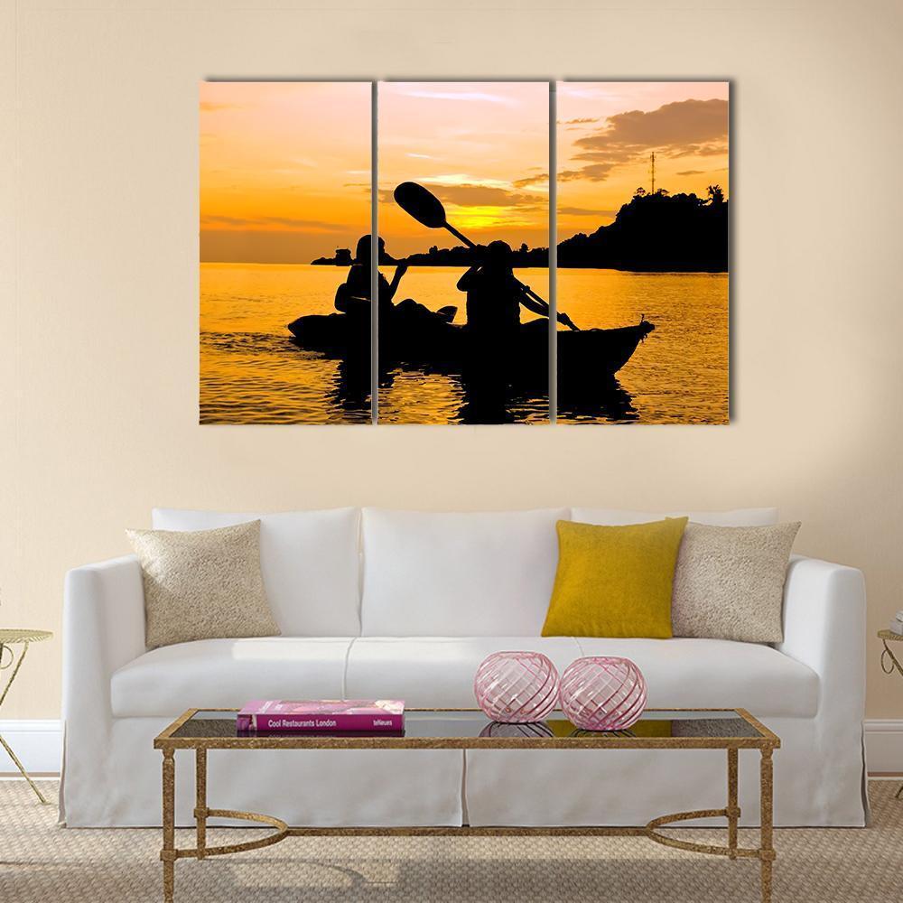 Kayaking At Sunset In Koh Chang Thailand Canvas Wall Art-1 Piece-Gallery Wrap-48" x 32"-Tiaracle