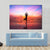 Silhouette Woman Yoga practice At The Seaside At Sunset Canvas Wall Art-5 Horizontal-Gallery Wrap-22" x 12"-Tiaracle