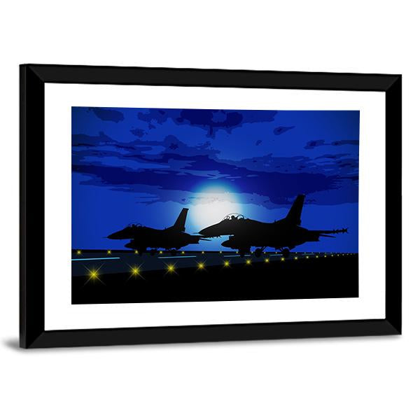 Silhouettes Of Military Planes Canvas Wall Art-3 Horizontal-Gallery Wrap-25" x 16"-Tiaracle