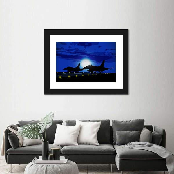 Silhouettes Of Military Planes Canvas Wall Art-3 Horizontal-Gallery Wrap-25" x 16"-Tiaracle