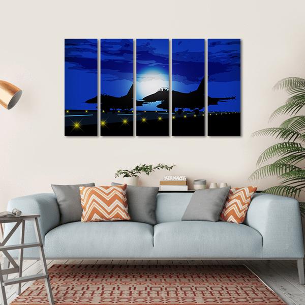 Silhouettes Of Military Planes Canvas Wall Art-5 Horizontal-Gallery Wrap-22" x 12"-Tiaracle