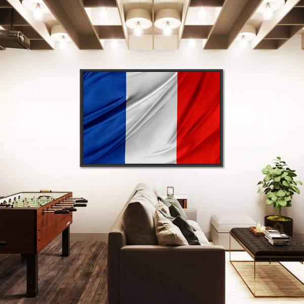 Silky French Flag Canvas Wall Art-3 Horizontal-Gallery Wrap-25" x 16"-Tiaracle
