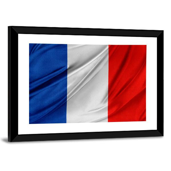 Silky French Flag Canvas Wall Art-3 Horizontal-Gallery Wrap-25" x 16"-Tiaracle