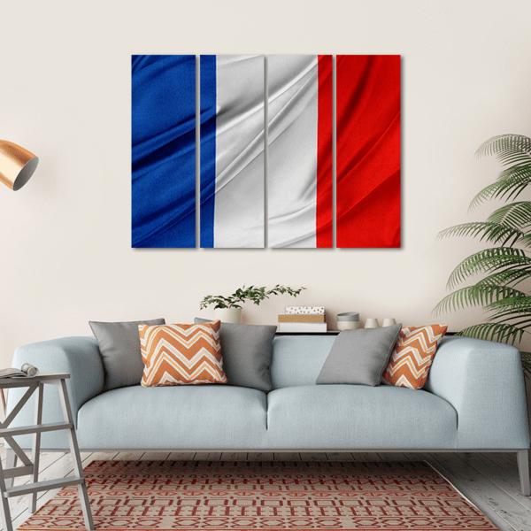 Silky French Flag Canvas Wall Art-4 Horizontal-Gallery Wrap-34" x 24"-Tiaracle
