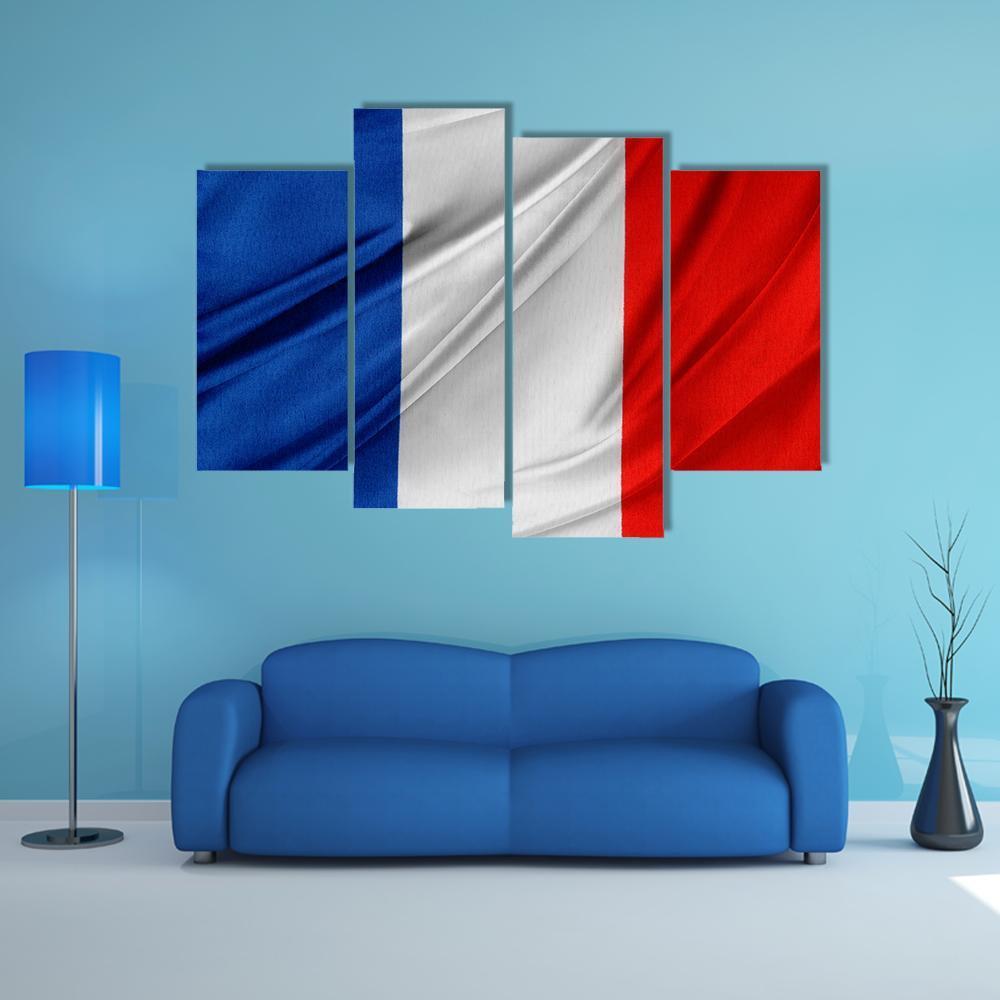 Silky French Flag Canvas Wall Art-4 Pop-Gallery Wrap-50" x 32"-Tiaracle