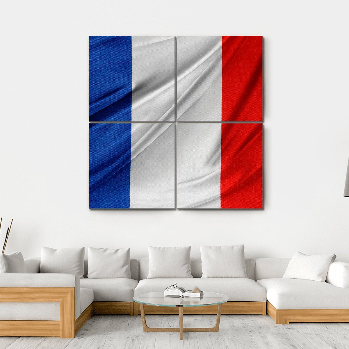 Silky French Flag Canvas Wall Art-4 Square-Gallery Wrap-17" x 17"-Tiaracle
