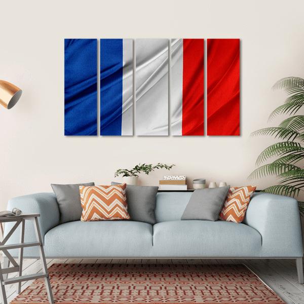 Silky French Flag Canvas Wall Art-5 Horizontal-Gallery Wrap-22" x 12"-Tiaracle