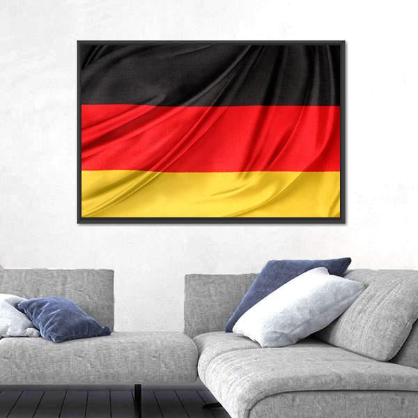 Silky German Flag Canvas Wall Art-5 Horizontal-Gallery Wrap-22" x 12"-Tiaracle