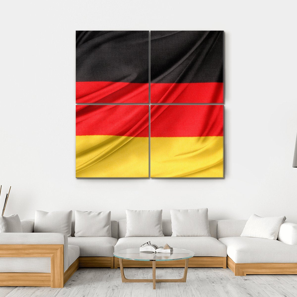 Silky German Flag Canvas Wall Art-4 Square-Gallery Wrap-17" x 17"-Tiaracle