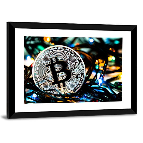 Silver Bitcoin Canvas Wall Art-3 Horizontal-Gallery Wrap-25&quot; x 16&quot;-Tiaracle