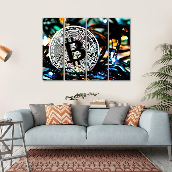 Silver Bitcoin Canvas Wall Art-4 Horizontal-Gallery Wrap-34" x 24"-Tiaracle