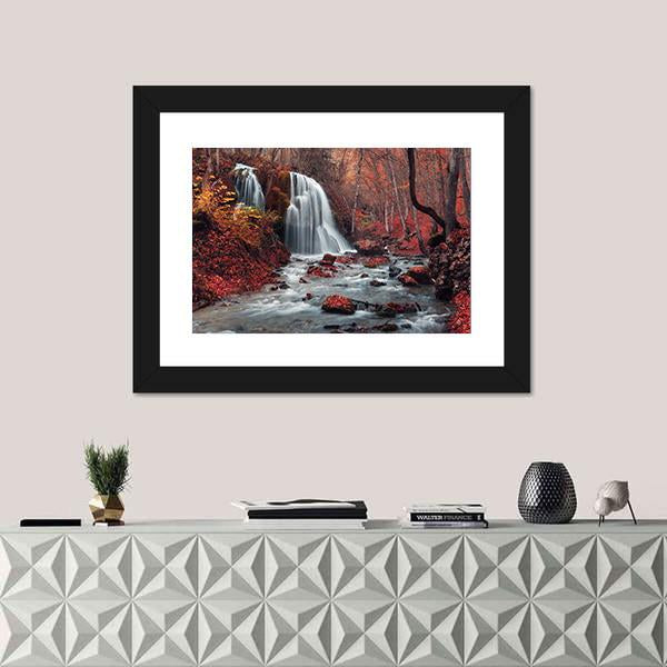 Silver Stream Waterfall In Crimea Canvas Wall Art-1 Piece-Framed Print-20" x 16"-Tiaracle