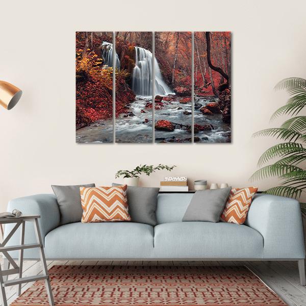Silver Stream Waterfall In Crimea Canvas Wall Art-4 Horizontal-Gallery Wrap-34" x 24"-Tiaracle