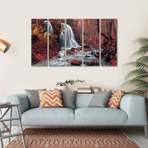 Silver Stream Waterfall In Crimea Canvas Wall Art-5 Horizontal-Gallery Wrap-22" x 12"-Tiaracle