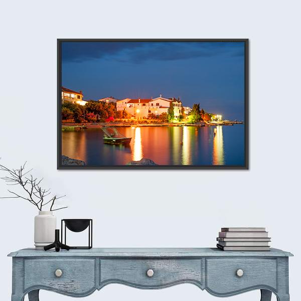 Simuni Village At Night Canvas Wall Art-1 Piece-Floating Frame-24" x 16"-Tiaracle
