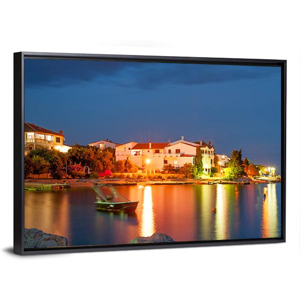 Simuni Village At Night Canvas Wall Art-3 Horizontal-Gallery Wrap-25" x 16"-Tiaracle
