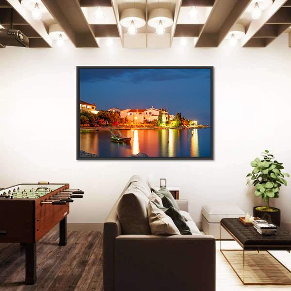 Simuni Village At Night Canvas Wall Art-3 Horizontal-Gallery Wrap-25" x 16"-Tiaracle