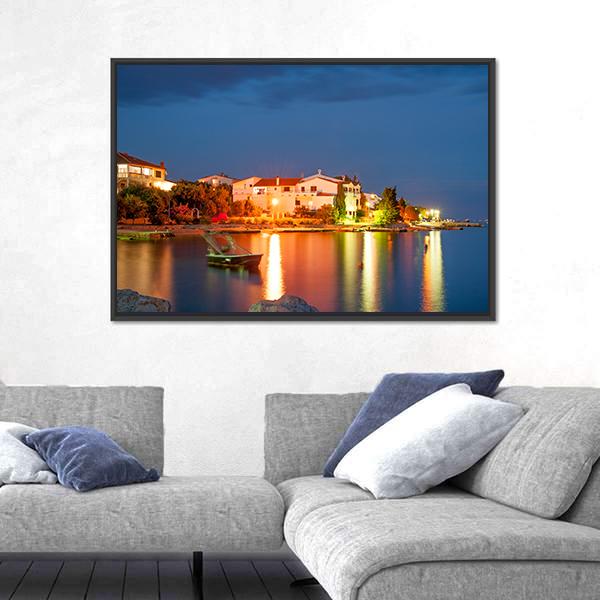 Simuni Village At Night Canvas Wall Art-3 Horizontal-Gallery Wrap-25" x 16"-Tiaracle