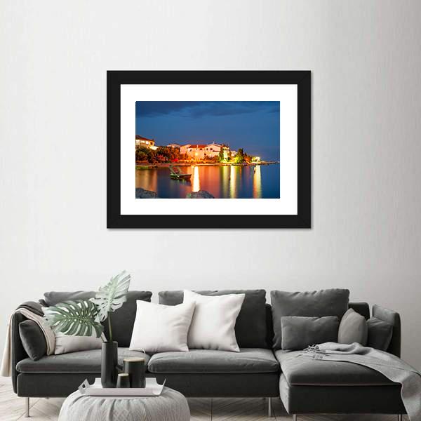 Simuni Village At Night Canvas Wall Art-3 Horizontal-Gallery Wrap-25" x 16"-Tiaracle