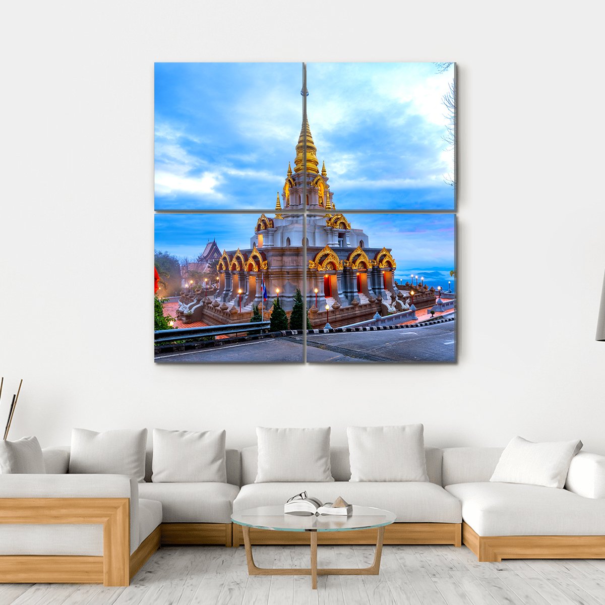 Sinakarintra Stit Mahasantikhiri Pagoda Canvas Wall Art-4 Square-Gallery Wrap-17" x 17"-Tiaracle