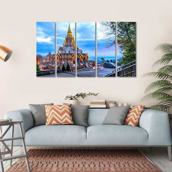 Sinakarintra Stit Mahasantikhiri Pagoda Canvas Wall Art-5 Horizontal-Gallery Wrap-22" x 12"-Tiaracle