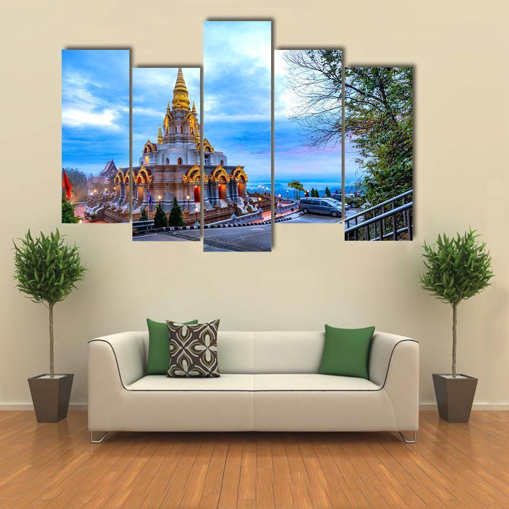 Sinakarintra Stit Mahasantikhiri Pagoda Canvas Wall Art-5 Pop-Gallery Wrap-47" x 32"-Tiaracle