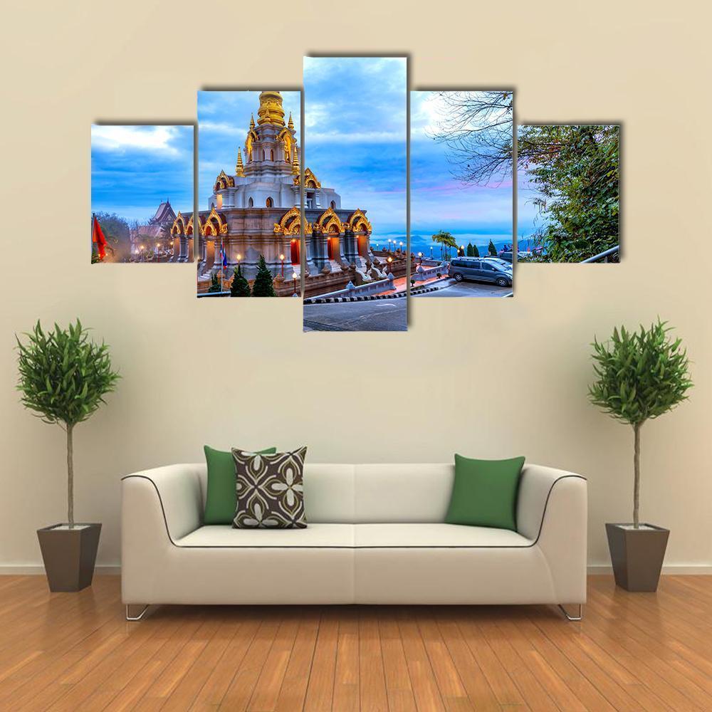Sinakarintra Stit Mahasantikhiri Pagoda Canvas Wall Art-5 Star-Gallery Wrap-62" x 32"-Tiaracle