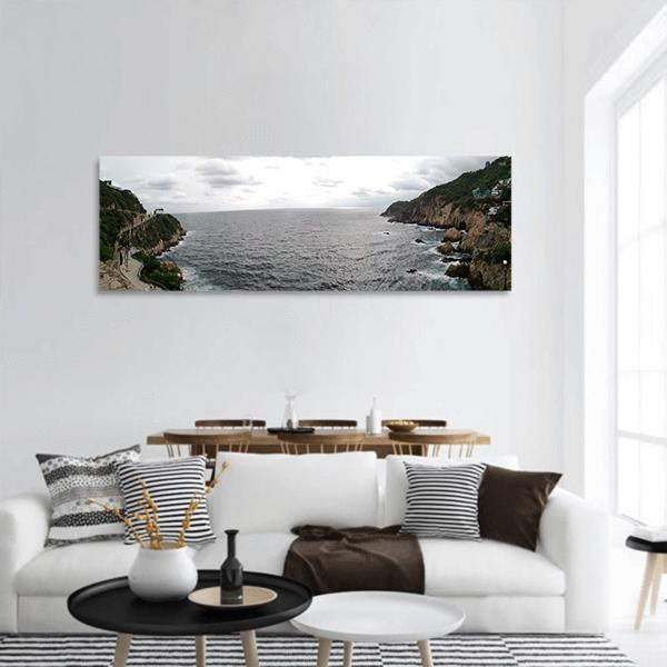 Sinfonia Acapulco Gulf Coast Panoramic Canvas Wall Art-3 Piece-25" x 08"-Tiaracle