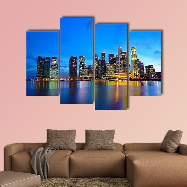 Singapore City At Night Canvas Wall Art-4 Pop-Gallery Wrap-50" x 32"-Tiaracle