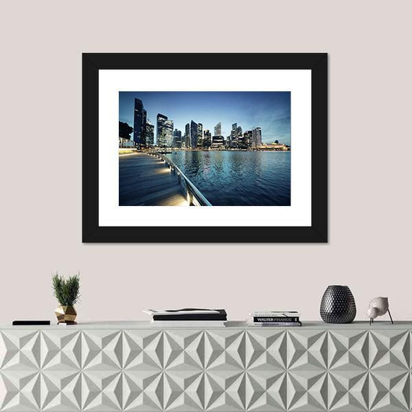 Singapore City In Sunset Time Canvas Wall Art-1 Piece-Framed Print-20" x 16"-Tiaracle