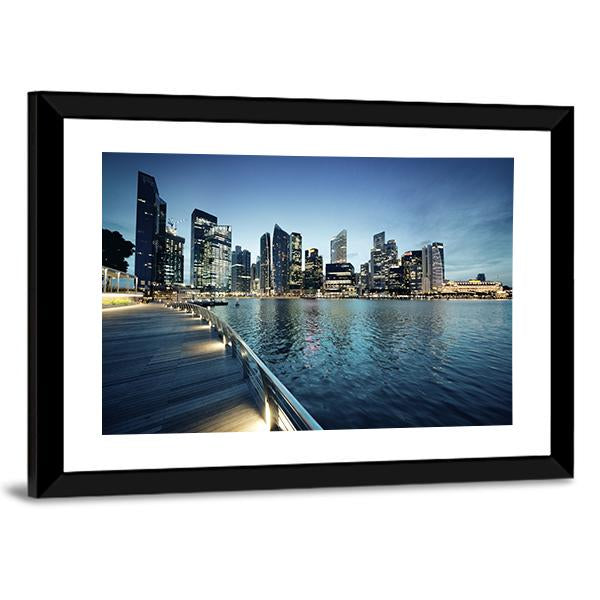 Singapore City In Sunset Time Canvas Wall Art-3 Horizontal-Gallery Wrap-25" x 16"-Tiaracle