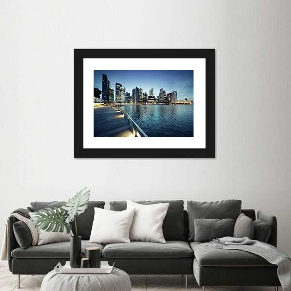 Singapore City In Sunset Time Canvas Wall Art-3 Horizontal-Gallery Wrap-25" x 16"-Tiaracle