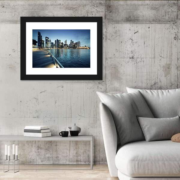 Singapore City In Sunset Time Canvas Wall Art-3 Horizontal-Gallery Wrap-25" x 16"-Tiaracle