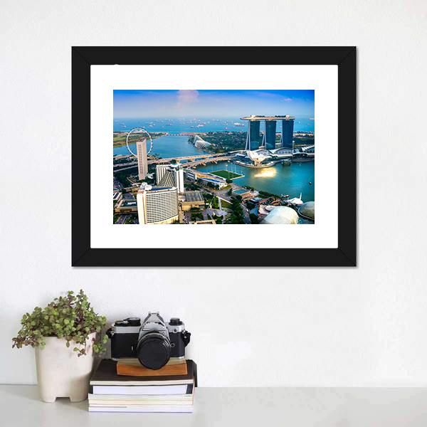 Singapore City Skyline At Sunset Canvas Wall Art-1 Piece-Framed Print-20" x 16"-Tiaracle