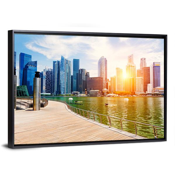 Singapore City Skyline Canvas Wall Art-3 Horizontal-Gallery Wrap-25" x 16"-Tiaracle