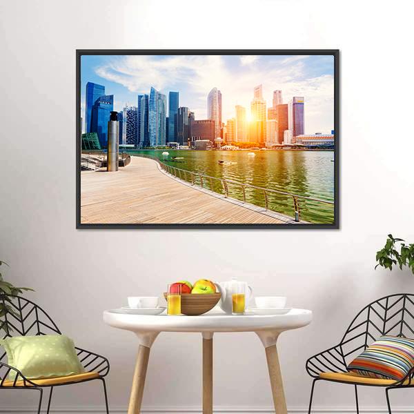 Singapore City Skyline Canvas Wall Art-1 Piece-Floating Frame-24" x 16"-Tiaracle