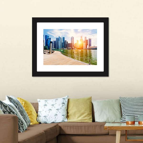 Singapore City Skyline Canvas Wall Art-1 Piece-Framed Print-20" x 16"-Tiaracle