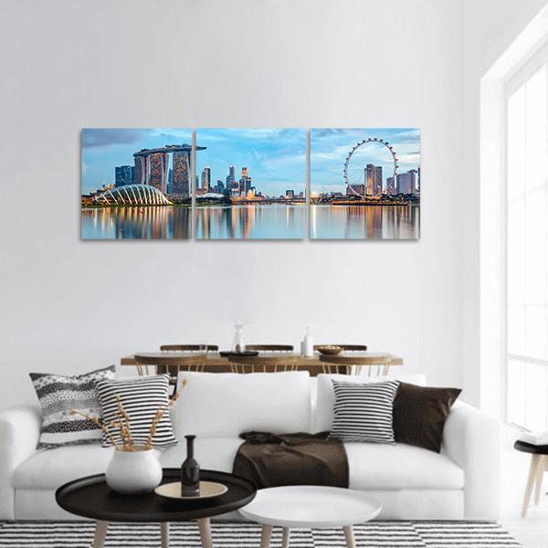 Marina Bay Singapore Panoramic Canvas Wall Art-3 Piece-25" x 08"-Tiaracle